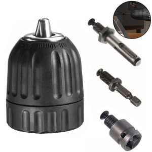 10mm/13mm Keyless Drill Chuck 1/2in 3/8in Hex Shank/SDS-Plus/Square Quick Grip Adapter Chuck for Drill Bit Screwdriver&Sockets