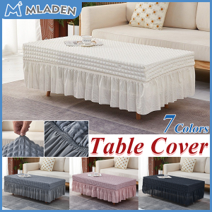 MLADEN Seersucker Tea Table Cover with Skirt Washable Tablecloth Non-slip Rectangular Tablecloth Cover Dining Table Cover Living Room