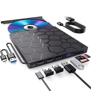 kebidumei | KEBIDUMEI Portable DVD Player 7 in 1 External CD/DVD RW Drive USB 3.0 Type C CD Burner External Disk Drive for Desktop Laptop