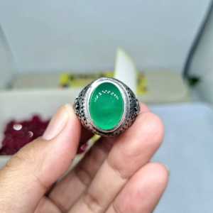 Batu cincin akik green chalcedony hujau garut asli original