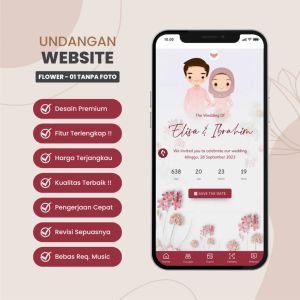 Undangan Digital Website Premium Tema Flower 01 Tanpa Foto