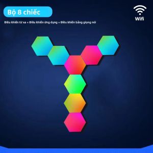 Đèn LED Hình Lục Giác RGB Đèn Ngủ Thông Minh DIY Mô-đun Đèn Chơi Game Treo Tường Có Điều Khiển Ứng Dụng Bluetooth Để Trang Trí Chiếu Sáng Tường