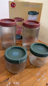 4IN1 Stoples Kaca Cantik / Toples Kaca Kedap Udara / Food Storage Jar Set