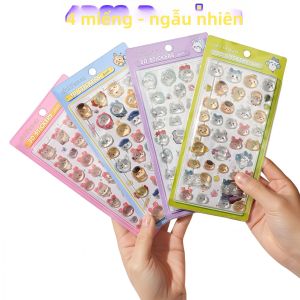 Bandai | 4 Miếng Dán Chiikawa 3D Mềm Mại Dễ Thương Thiết Kế Bong Bóng Rỗng Dùng Cho Ốp Điện Thoại Sổ Tay Đồ Thủ Công Tự Làm Cho Trẻ Em Quà Tặng Chất Liệu Giấy Tổng Hợp