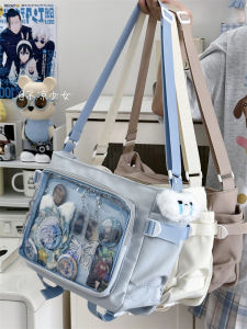 Cute Preppy Style Girls Crossbody Bag Japanese Style Ins Student Large Capacity Versatile Messenger Bag Transparent Bar Cartoon Backpack