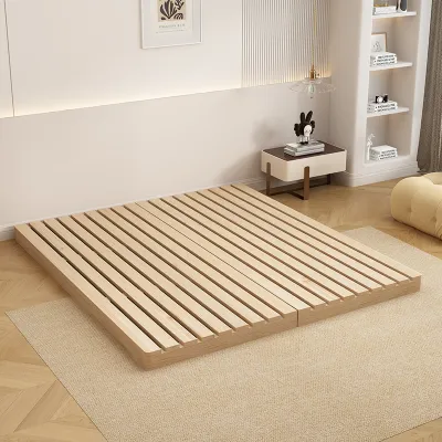 Japanese Style Low Bed Real Wood Frame No Headboard Tatami Platform Bed