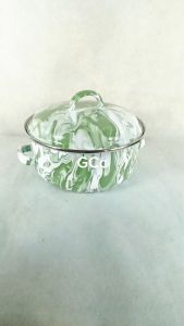 Panci Blirik Hijau Jadul & Panci Burik Loreng Hijau Putih Dengan Tutup