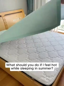 Parang Aircon Sa Lamig Ice Silk + Cooling Bobbles Mattress Cover - Double Size - For 2 Persons - Soft Aircon Feel - Ice Silk - Non-Sticky - Anti-Sticky - -5°C Cool Feel - No Sweat