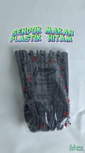 Sendok Makan Plastik Hitam isi 25 pcs Sendok Catering Kuat Panjang