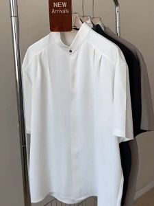 CCC-H  Chinese Collar Polo For Men Button Down Short Sleeve Shirt