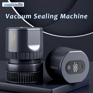 JustLiving Electric Vacuum Sealing Machine Kit Used for Food Vacuum Preserver Integrated Mason Jar Sealing Machine with LED Screen Wide Regular Mouth Mason Jar Sealing Machine Includes 10 Jar Lids