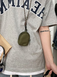 Japanese Style Outdoor Casual Functional Workwear Mini Small Saddle Bag Key Case AirPods Earphone Bag Simple Coin Purse