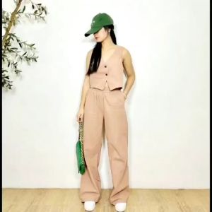 baileeClassy Chic & Elegant  Premium Quality Plain Vest and Pants Set Terno Color Textured Clothes   - xs to large frames - one size only - actual photo - premuim quality  - fabric from abroad  - made of imported and soft fabric  - brand new with tag - so