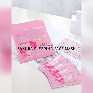 7pcs Potable Travel Sakura Face Sleeping Mask Moisturizing Soothing Brightening Smooth Wrinkles Sleep Facial Mask Skin Care 3g/1pc