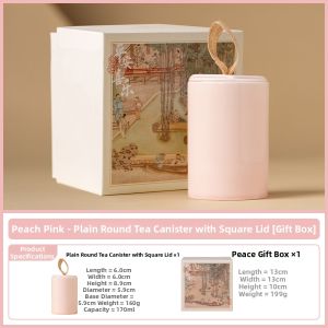 JISU | Pink Round Ceramic Tea Storage Container Moisture-proof and Sealed Portable