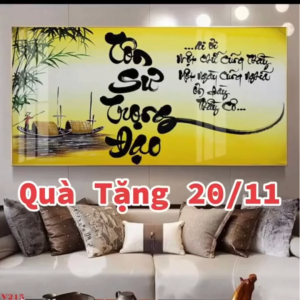 Tranh treo tường Chữ Thư Pháp treo phòng khách Dạng tròn  Tranh chữ Tri Ân tặng thầy cô giáo 20/11 Ý nghĩa