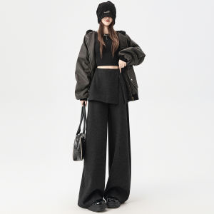 La Chapelle | Double-layered Wool Trousers Loose Straight-cut
