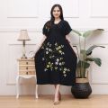 Dress Lukis Sakura LD 120cm Jumbo XXL- New Dress Kimono Bunga Sakura Lukis Bahan Rayon Grade A Tebal Best Seller by Muradha.id. 