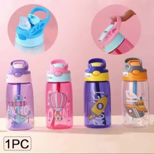 Kids Water Bottle 14 oz BPA-Free Spill-Proof Straw For School Travel & Picnic Reusable Sipper Cup for Boys & Girls For Outdoor