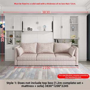 QIANGXIANG | Wall-mounted Foldable Bed Single Bed with Bookshelf