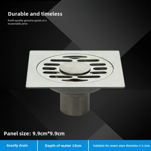 10cm Deodorizing Filter Stainless Steel Floor Drain Self-Sealing Square round Washing Machine Dual-Use Insect-Proof 40 Tube Special Floor Drain