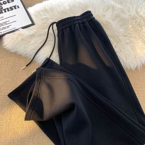 American Style Pure Color Sport Sweatpants Mens Autumn Winter New Style Teenagers Versatile Loose Casual Straight Leg Fleece Long Pants