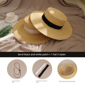 Summer Womens Vacation Seaside Panama Flat Brim French Hat