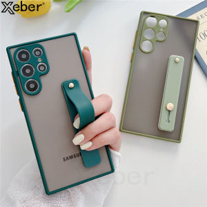Matte Transparent Wrist Strap Holder Case For Samsung S24 S23 Ultra S22 Plus S21 Shockproof Camera Protection Silicone Cover