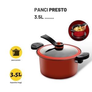 Panci Presto Premium Pressure Cooker Pot Totipotent 3.5 Liter Panci Presto MIROMI Dilengkapi Dengan Tutup Kaca Bisa Untuk Presto - Mengukus - Memasak - Kukus - Presto Viral Murah Kapasitas 3.5 Liter Press Cooker - Panci Rebus - Panci Serbaguna ~PLS