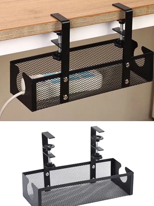 Under Desk Cable Management Tray, No-Drill Mesh Table Cable Basket For Managing Cables And Power Strips No Screws Tidy Box Wire Organiser For Home~p106010542