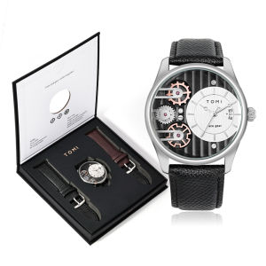 TOMI Mens Gift Box Combination Set Watch Luxury and Simple Business Detachable Strap Quartz Watch Mens Watch Festival Gift