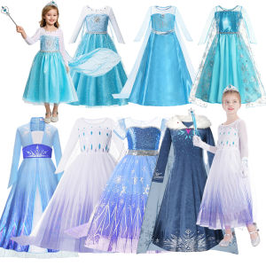 MUABABY | Girl Elsa Anna Dress Princess Costume Snow Queen Dress Baby Halloween Ariel Carnival Clothes Kids Cosplay Clothes Party Clothing
