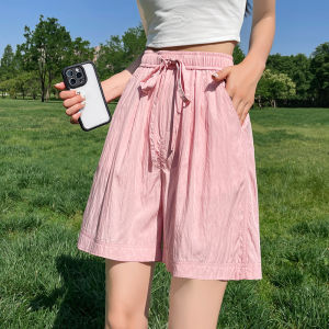 LANGPIN | Ice Silk Thin Shorts Women Summer Thin Japanese Pleated Lazy Yamamoto Cotton Linen Five-Part Pants High Waist Slimming