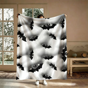 BILIBILI | Bats Smoke Grey Black Flannel Blanket Perfect for Sofa Office Bed Travel Sleep Read Relax Camping Four Season Use