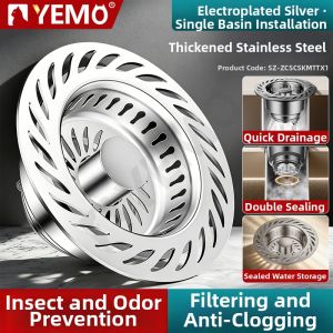 YEMO | Stainless Steel Anti-Clog Pop-Up Core Sink Drain