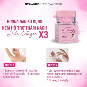 HOT-Kem Dưỡng Hỗ Trợ Mờ Thâm Sần - Vùng Nách Mông Bẹn Đầu Gối - Gluta Collagen X3 15gr Sica White