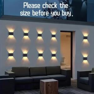 2pcs/pack 6LEDs Solar Wall Lamp Yard Street Decor Light Outdoor Waterproof Up and Down Luminous Lighting Garden Landscape Lamp