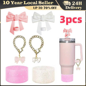 7.5cm Silicone Bottle Cover for Stanley Cup Bow Shape Straw Topper Straw Decoration Silicone Anti Slip Cover for Stanley Cup