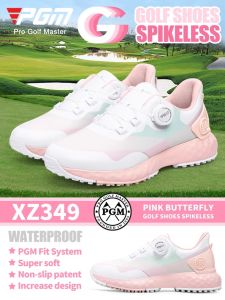 Korean Style PGM Golf Shoes for Women Wide Version Waterproof Breathable Ladies Golf Shoes with Button Anti-Slip Shock Absorption