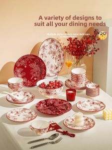 JINGDITAOCI | Bộ Quà Tặng Đẹp cho Cưới Hỏi hoặc Nhà Mới Bát và Dĩa