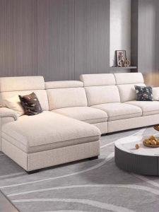 Modern Minimalist Cotton Linen Fabric Sofa Cat Claw Skin Living Room Straight Row Three Four Person Position Corner Sofa