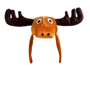 Cartoon Plush Brown Moose Hat Protective Funny Novelty Hat for Carnival Festive Party Celebrations