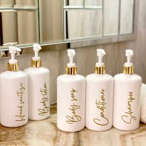 botol pump refill estetik 500ml aesthetic free sticker anti air wadah isi ulang sabun cair shampoo hand soap kosong custom souvenir bottle minimalist
