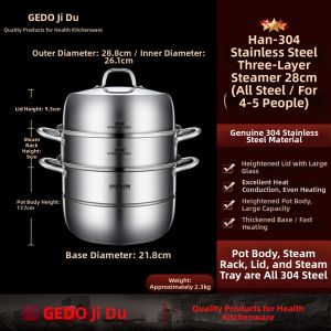 GEDO | Multi-layer Stainless Steel Steamer 3 Tiers