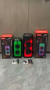 NDR-1610 5000W Outdoor Wireless Portable Double 10 inch Speaker With 2 Wireless Mic LED Colorful Light DJ Party Karaoke Speaker