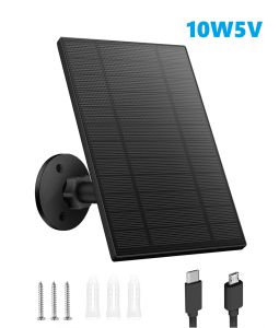 10W 5V Solar Battery Charger For Security Camera Portable Solar Power Panel With Micro USB Type-C Output Solar Panel Charger Kit