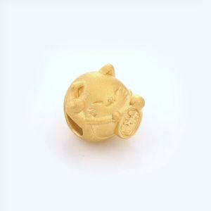 Chow Sang Sang 周生生 Charme Mini 999 Gold Lucky Cat Mini Charm 92307C (Bracelet Not Included)