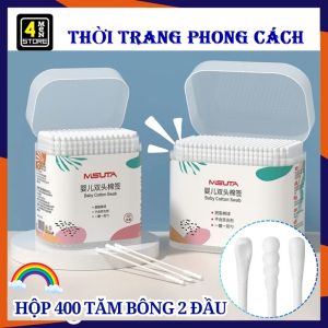 Tăm Bông Cho Bé Sơ Sinh Kháng Khuẩn Vệ Sinh Tai Mũi 120 200 400 Que - Bông Tăm 2 Đầu Mềm Mại - Bông Tăm Ngoái Tai 100% Bông Cotton Tự Nhiên An Toàn Với Môi Trường