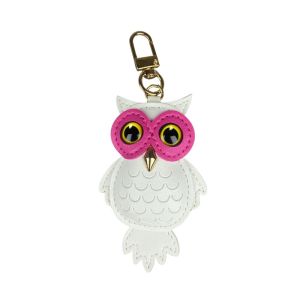 Owl Keychain PU Leather Cute Bag Charm Zipper Pull Accessory with 3D Feather Pattern Multi-Color Gift