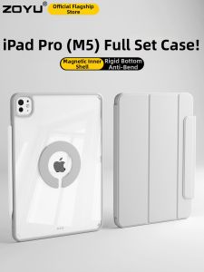 Zoyu | 11th Gen M5 iPad Case with Pen Slot Anti-Bend Anti-Drop Transparent Magnetic
